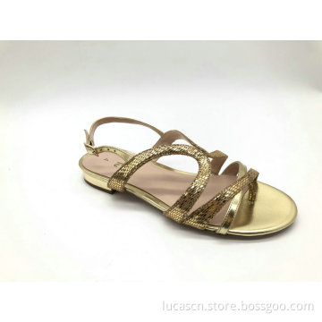 ladies multi stripe with metal heel sandal
